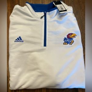 NWT KANSAS JAYHAWKS ADIDAS 1/4 ZIP